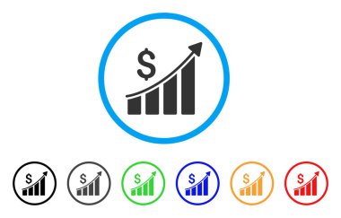 Satış büyüme Bar grafik yuvarlak simgesini