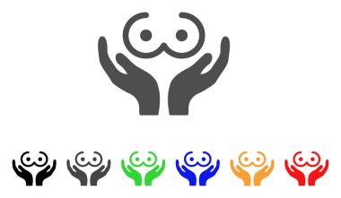 Kadın göğüsleri eller vektör simge bakım