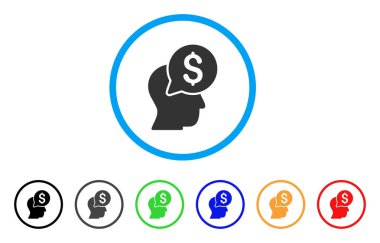 İş adamı düşün yuvarlak simge