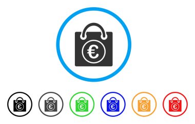 Euro alışveriş çantası yuvarlak simge