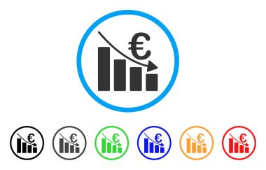 Euro durgunluk Bar grafik yuvarlak simgesini