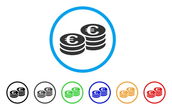 Euro Coin Stacks Rounded Icon — Stock Vector