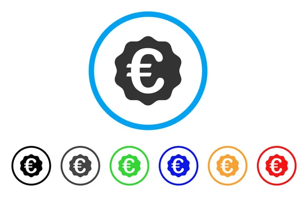 Selo de Recompensa Euro Ícone Arredondado — Vetor de Stock