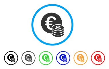 Euro ve dolar paraları yuvarlak simge