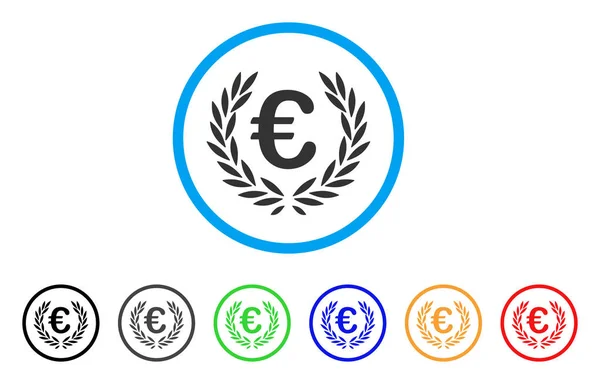 Euro Laurel Wreath Rounded Icon — Stock Vector