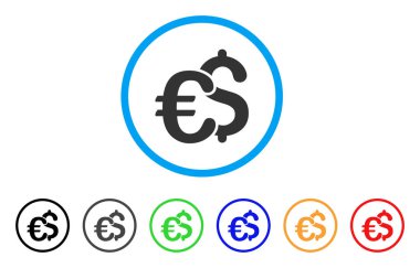 Euro ve dolar sembolleri yuvarlak simge