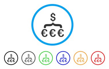 Euro dolar dönüşüm toplayıcı yuvarlak simge