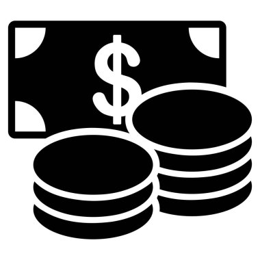 Doları nakit düz vektör simgesi