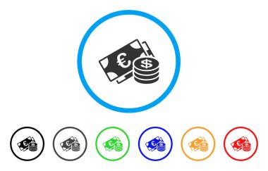 Euro ve dolar nakit yuvarlak simge