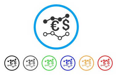 Para birimi yuvarlak simge çizelgeleri