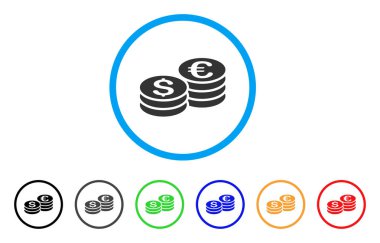 Dolar ve Euro para yığınları simgesi yuvarlak
