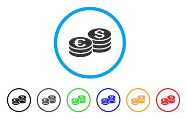 Dolar ve Euro para yığınları simgesi yuvarlak