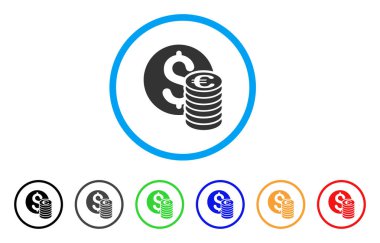 Dolar ve Euro Coins yuvarlak simge