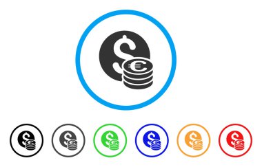 Dolar ve Euro Coins yuvarlak simge