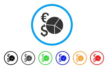Dolar ve Euro pasta grafiği yuvarlak simge
