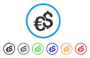 Dolar ve Euro sembolleri yuvarlak simge