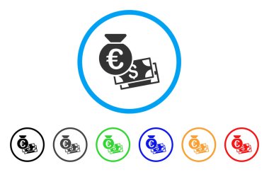 Euro ve dolar nakit yuvarlak simge