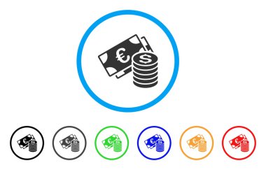 Euro ve dolar nakit yuvarlak simge