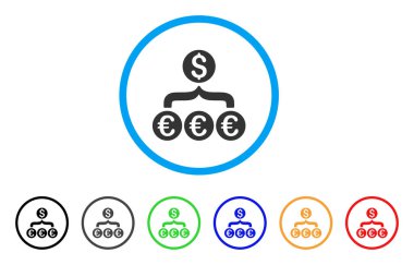 Euro dolar dönüşüm toplayıcı yuvarlak simge