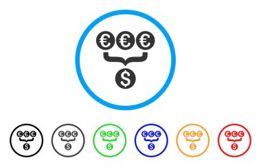 Euro dolar dönüşüm toplayıcı yuvarlak simge