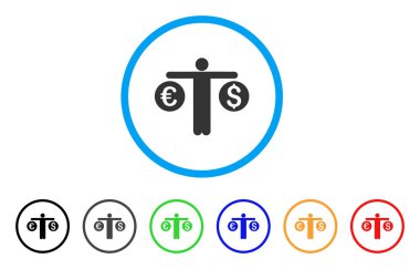 Kişi para birimi yuvarlak simge karşılaştırır