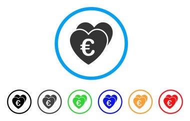 Euro sık kalpler yuvarlak simge