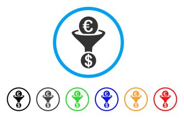 Euro para birimi dönüştürme huni yuvarlak simgesi