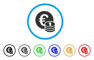 Bir Euro para yığını yuvarlak simge