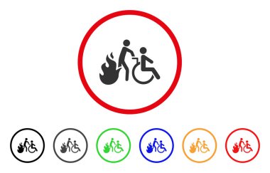 Yangın hasta tahliye yuvarlak simge