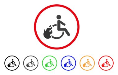 Engelli kişi yuvarlak simge ateş