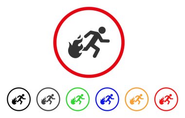 Adam yuvarlak simge çalıştıran ateş