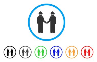 Mühendis kişi el sıkışma yuvarlak simge