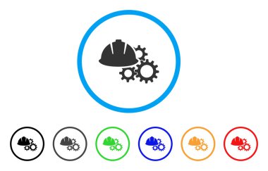 Mühendislik kask ve dişli yuvarlak simge