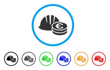 Kask ve Euro Coins yuvarlak simge