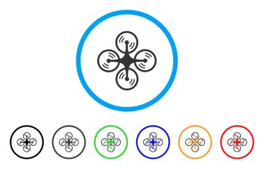 Quadcopter uçan yuvarlak simge