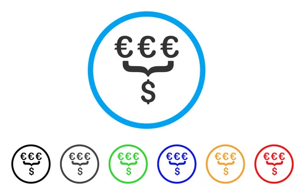 Euro-Dollar-Umrechnungsaggregator gerundetes Symbol — Stockvektor