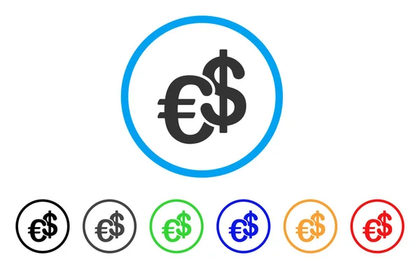 Euro et Dollar monnaie arrondi icône — Image vectorielle