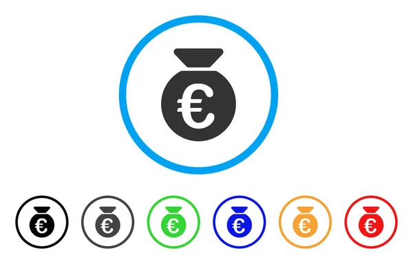 Euro dinheiro saco arredondado ícone — Vetor de Stock