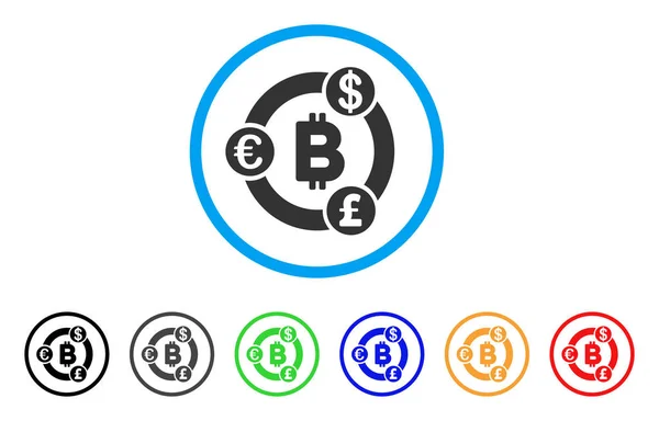 Nemzetközi Bitcoin együttműködés lekerekített ikon — Stock Vector