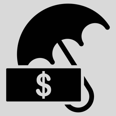 Doları şemsiye düz vektör simgesi