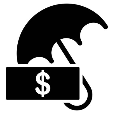 Doları şemsiye düz vektör simgesi