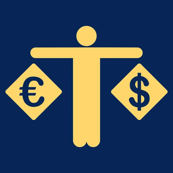 Pessoa Comparar Dólar E Euro Flat Vector Icon — Vetor de Stock