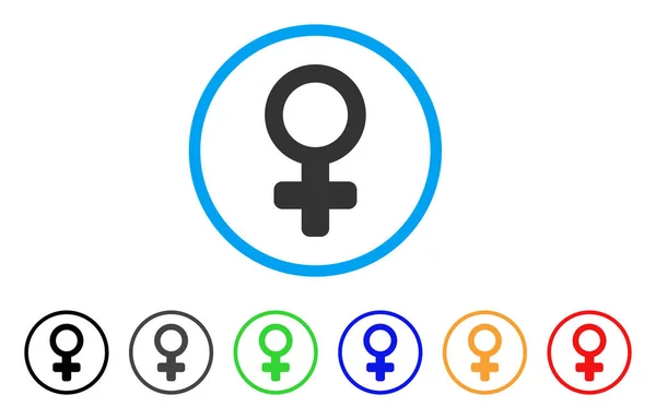 Símbolo femenino redondeado icono — Vector de stock