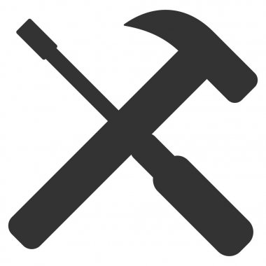 Çekiç ve tornavida araçlar düz simgesi