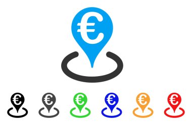 Euro banka harita işaretleyici vektör simgesi