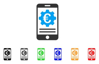 Euro mobil bankacılık yapılandırma vektör simgesi