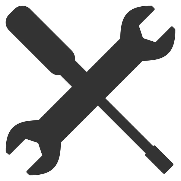 Moersleutel en schroevendraaier Tools platte pictogram — Stockvector