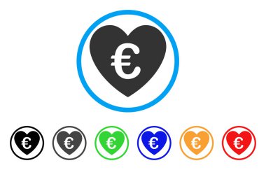 Euro aşk kalp yuvarlak simgesi