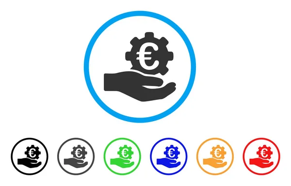 Euro engrenagem serviço mão arredondado ícone — Vetor de Stock