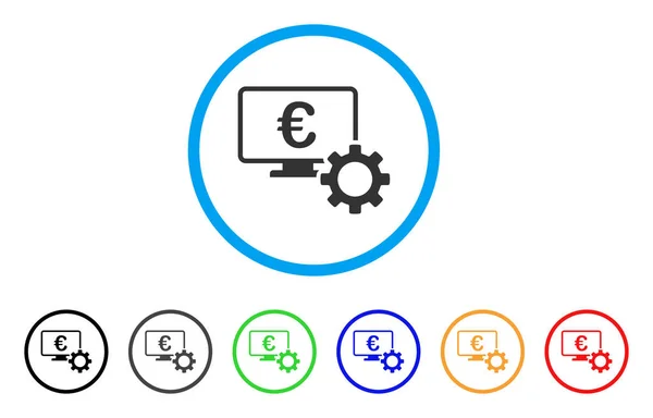 Configuración del Banco Euro Online Icono Redondeado — Archivo Imágenes Vectoriales